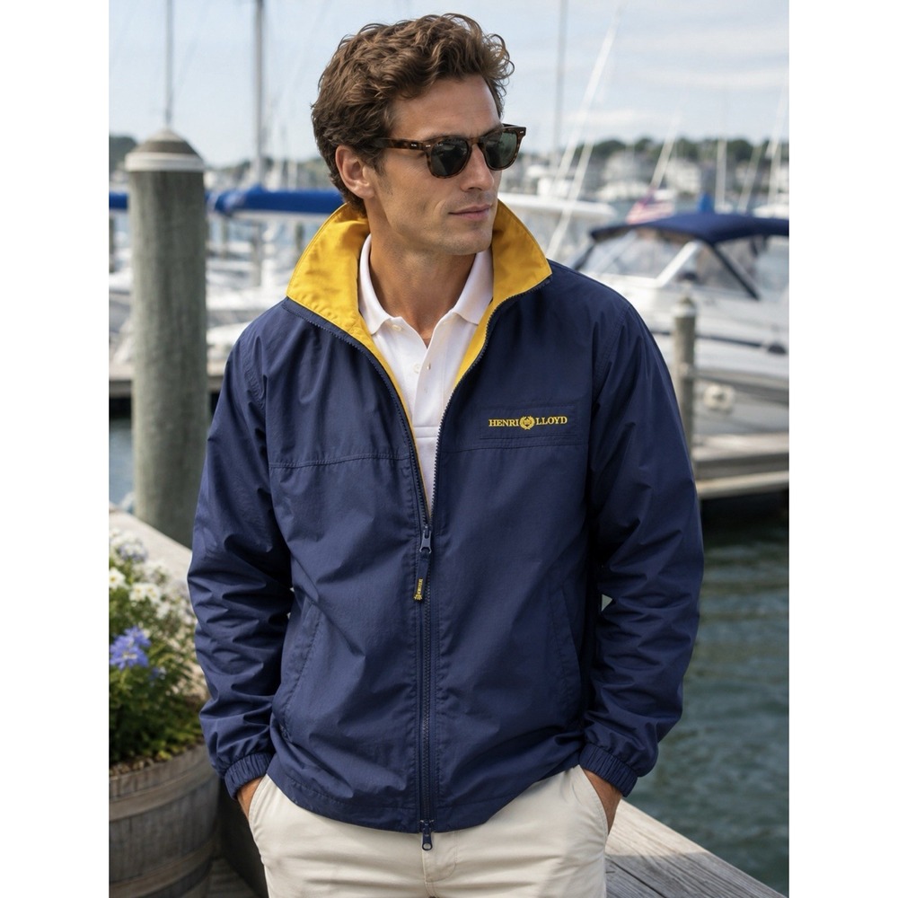 Henri Lloyd Full Zip Nautical Sailing Windbreaker Jacket Ivy Sz Sm Blue Yellow